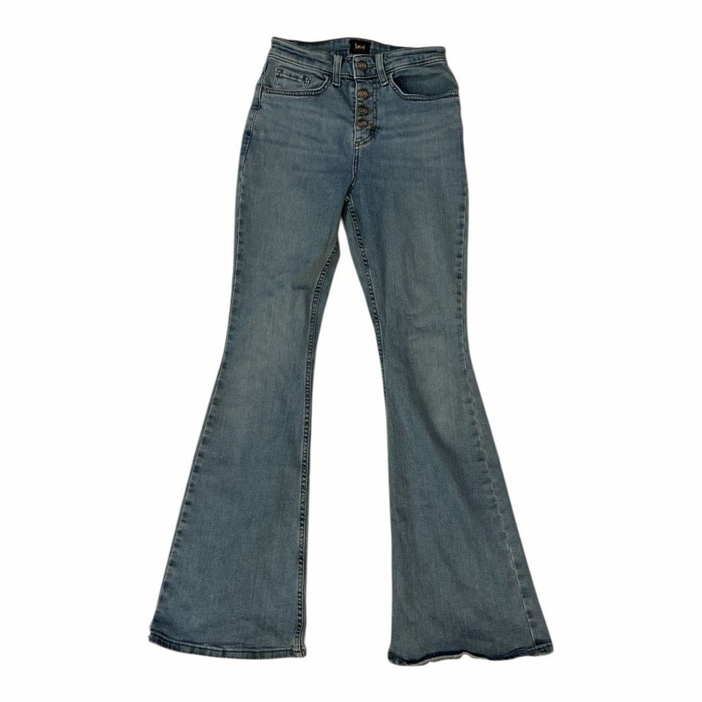 Vintage Lee Heritage Women's Size 26 High Waist Button Fly Wide Flare Leg Jeans